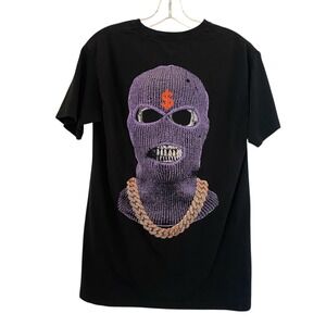 Nova Men No Face Or Case T-Shirt Mask‎ Gold Chain Short Sleeve Tee Black Medium
